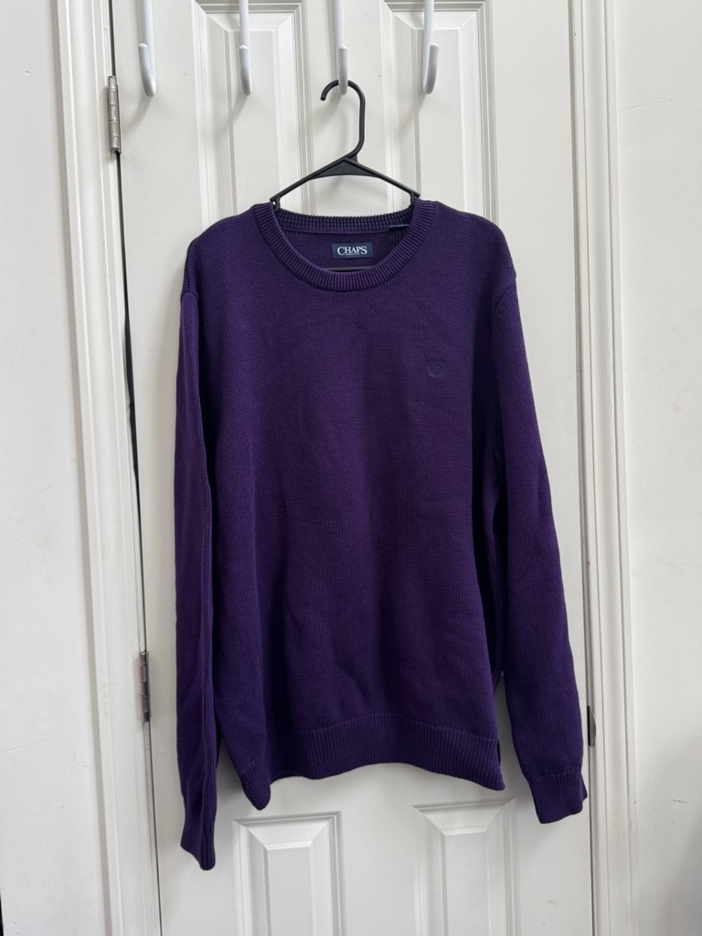 Chaps Men's Deep Purple Crewneck Pullover Knit Sweater